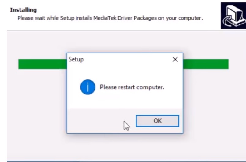 Restart computer to MTK USB Driver - MediaTek for Redmi, Xiaomi, Poco, Oppo