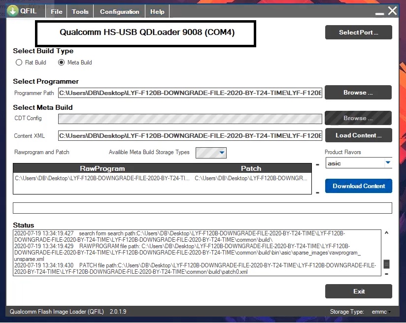 Select file in Qfil to Jio IMEI Repair