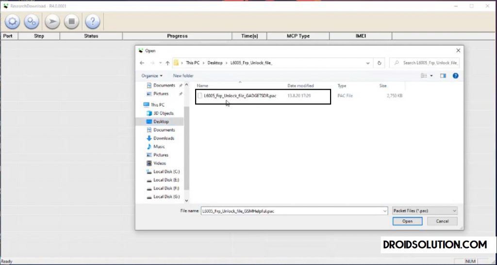 Select File to Itel FRP Bypass Unlock